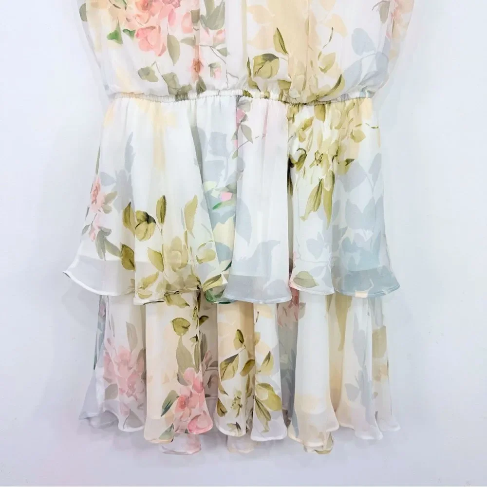 Yumi Kim KISS ME Dress in Honeymoon Ivory Floral Tiered Ruffle Skirt Dress - Picture 6 of 16